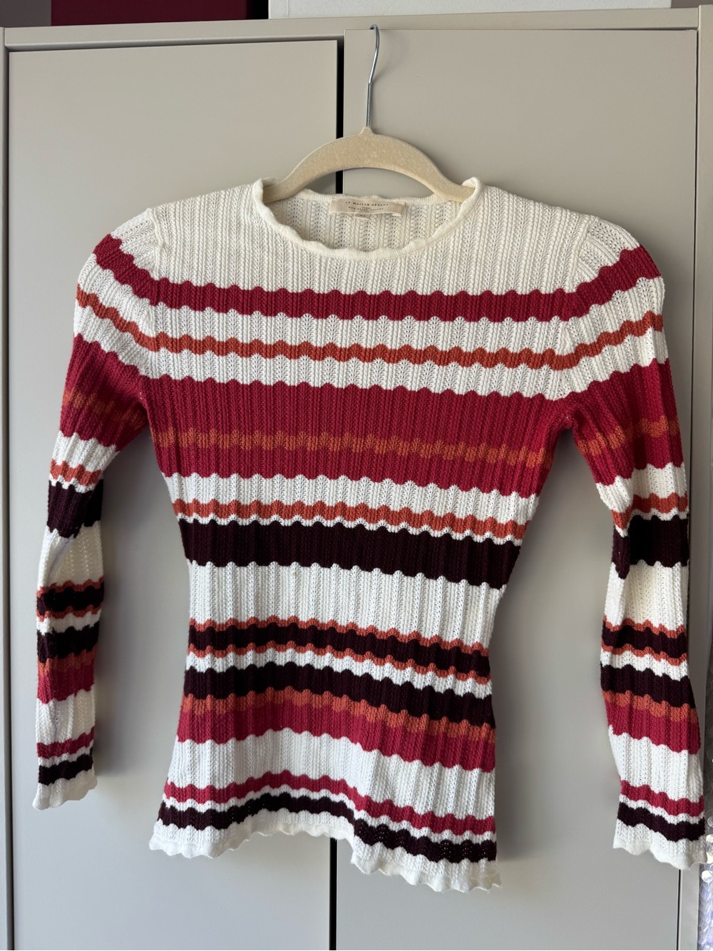 Sezane Crochet Rib Knit Long Sleeve XS
